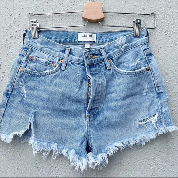 Agolde Parker denim shorts 24 - Picture 1 of 6